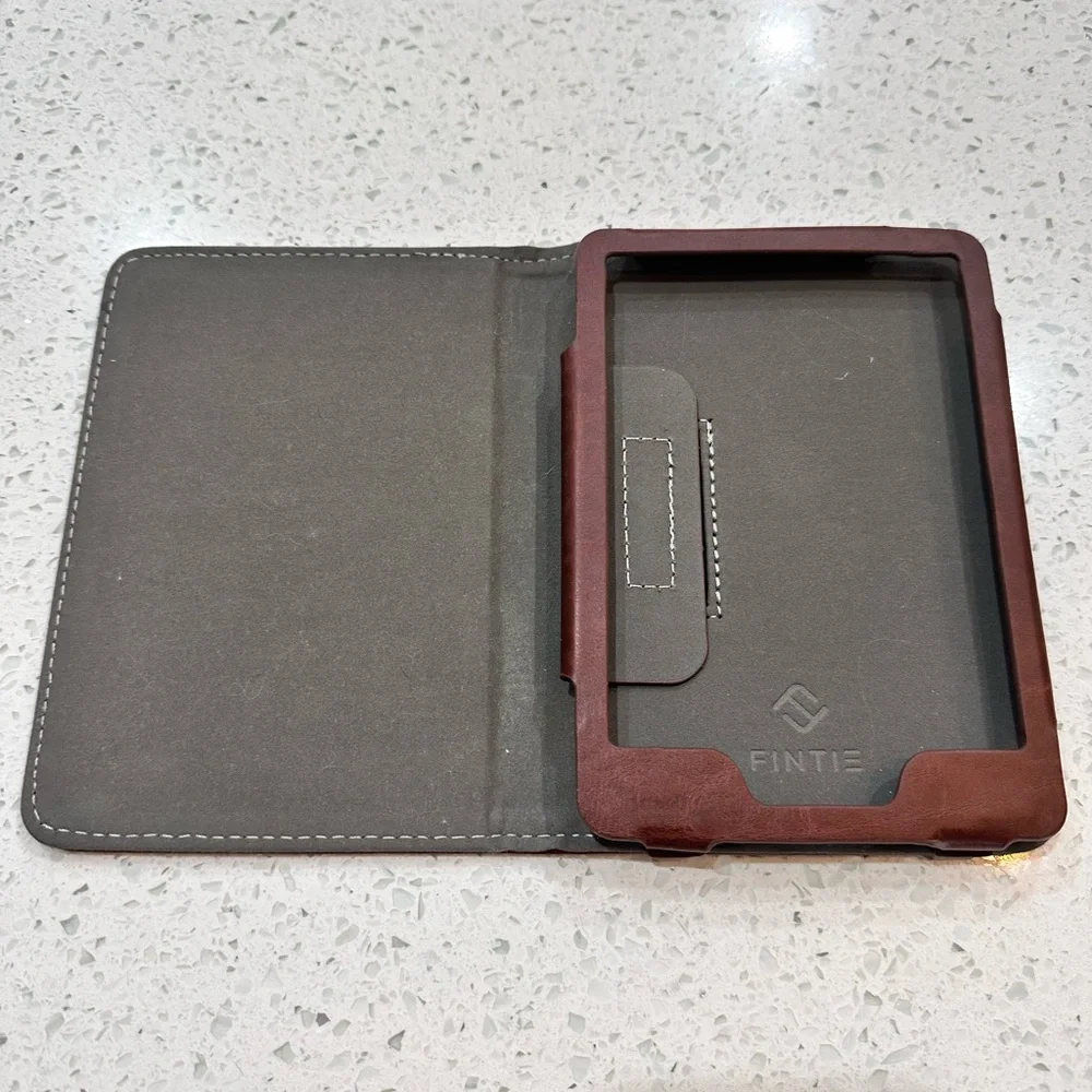 Soft Brown Embossed Faux Leather Kindle Basic Case